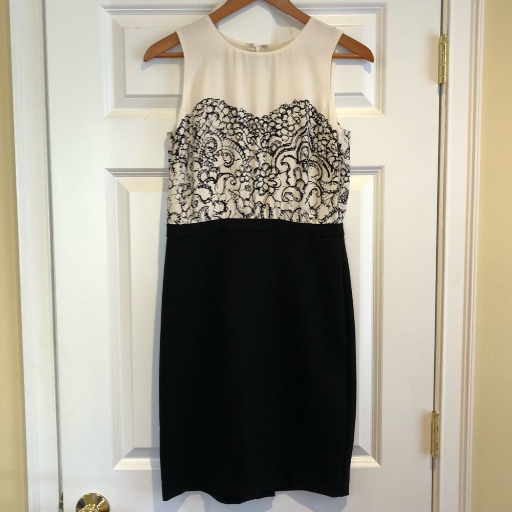 Loft Black and White Sheath Dress